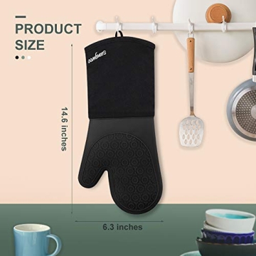 Sungwoo Extra Long Silicone Oven Mitts for Cooking and Grilling