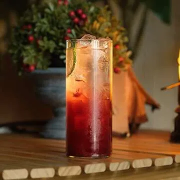 LUXU Drinking Glasses 12 oz, Thin Highball Glasses Set of 4,Elegant Bar Glassware For Water, Juice, Beer, Drinks, and Cocktails and Mixed Drinks,Lead-Free Pint Glasses,Glass Drink Tumblers