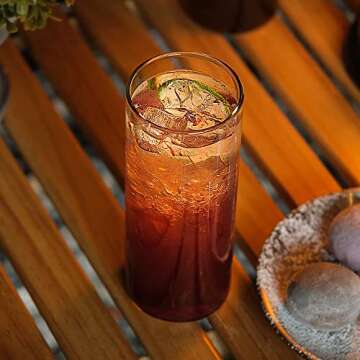 LUXU Drinking Glasses 12 oz, Thin Highball Glasses Set of 4,Elegant Bar Glassware For Water, Juice, Beer, Drinks, and Cocktails and Mixed Drinks,Lead-Free Pint Glasses,Glass Drink Tumblers