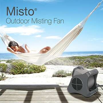 Lasko Misto Outdoor Misting Blower Fan, Ideal for Sports, Camping, Decks & Patios, 3 Speeds, 15", Bl...