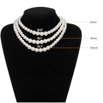 BABEYOND Round Imitation Pearl Necklace Vintage Multi Strands Choker Necklace 20s Flapper Necklace for Party (Style2)