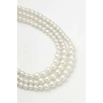 BABEYOND Round Imitation Pearl Necklace Vintage Multi Strands Choker Necklace 20s Flapper Necklace for Party (Style2)