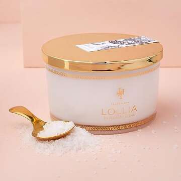 Lollia Elegance Fine Bath Salts, 20 oz. – White Amber & Mirabelle Luxury Bath Essential for Women