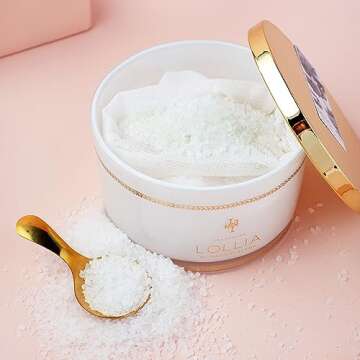 Lollia Elegance Fine Bath Salts, 20 oz. – White Amber & Mirabelle Luxury Bath Essential for Women