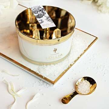 Lollia Elegance Fine Bath Salts, 20 oz. – White Amber & Mirabelle Luxury Bath Essential for Women