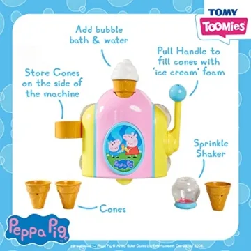 Toomies Peppa Pig Bubble Ice Cream Maker Bubble Bath Toy - Toddler Bath Toys Bubble Maker - Peppa Pig Toy with Foam-Producing Pump Action - Ages 18 Months and Up