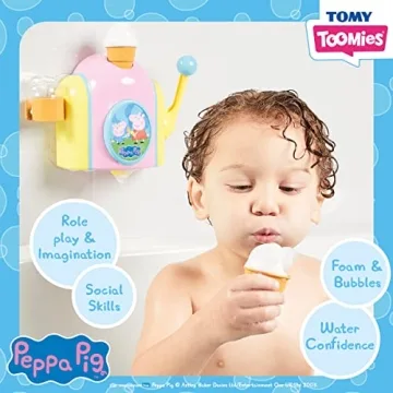 Toomies Peppa Pig Bubble Ice Cream Maker Bubble Bath Toy - Toddler Bath Toys Bubble Maker - Peppa Pig Toy with Foam-Producing Pump Action - Ages 18 Months and Up