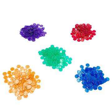 Yuanhe Magnetic Bingo Wand Chips - 5 Colors for Science Learning Counting Family Game Night Activities
