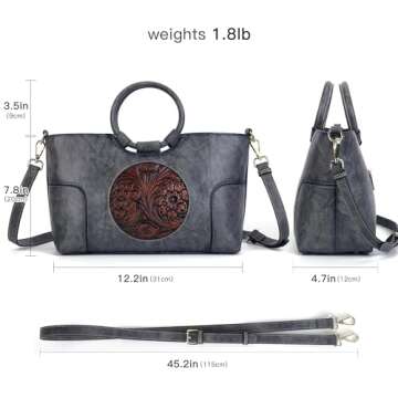 Vintage Embossed PU Handbag for Women - Stylish Crossbody Purse
