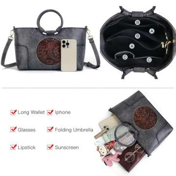 Vintage Embossed PU Handbag for Women - Stylish Crossbody Purse