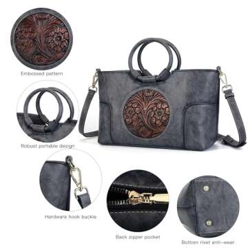 Vintage Embossed PU Handbag for Women - Stylish Crossbody Purse