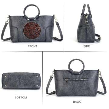 Vintage Embossed PU Handbag for Women - Stylish Crossbody Purse