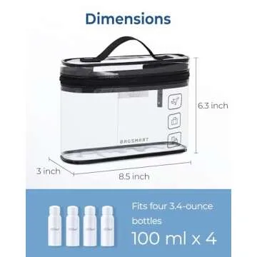 BAGSMART TSA Approved Toiletry Bag, 3 Pack Clear Makeup Cosmetic Bag Organizer, Quart Size Travel Bag for Toiletries, Carry-on Travel Accessories Essentials, Black-3pcs