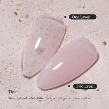 FZANEST Nude Gel Nail Polish LED UV Jelly Milky Transparent Sheer Natural Color Gel Polish French Ma...