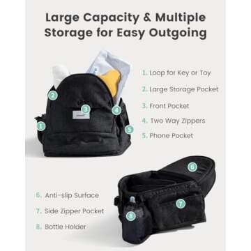 Baby Hip Seat Carrier, GROWNSY Baby Carrier with Multiple Pockets, Adjustable Extended Waistband for...