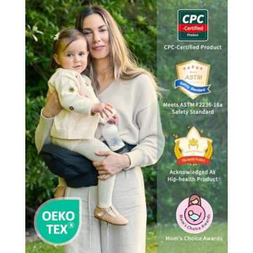 Baby Hip Seat Carrier, GROWNSY Baby Carrier with Multiple Pockets, Adjustable Extended Waistband for Newborns & Toddlers up to 50 lbs, Black