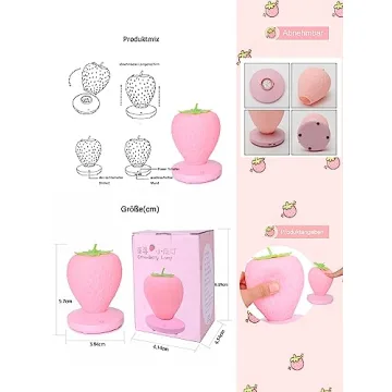WLHONG Strawberry Night Light - Rechargeable Cute Room Decor