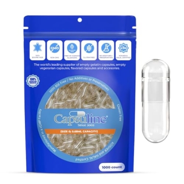 Capsuline Size 0 Gelatin Capsules - 1000 Count - Pure & Gluten Free