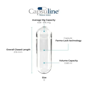 Capsuline Size 0 Gelatin Capsules - 1000 Count - Pure & Gluten Free