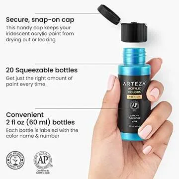 ARTEZA Iridescent Acrylic Paint Set - 20 Vibrant Colors