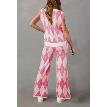 Pink Queen Cozy Women's 2 Piece Sweater Set with Cap Sleeves