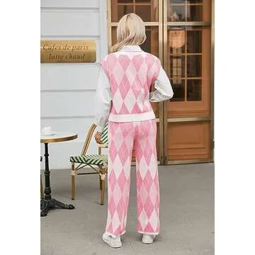 Pink Queen Cozy Women's 2 Piece Sweater Set with Cap Sleeves