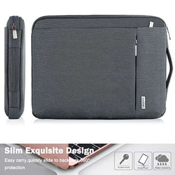 LANDICI 360° Protective Laptop Sleeve 15.6 Inch for MacBook Pro 16 M2/M1,MacBook Air 15,Computer Bag Carrying Case for 15-16 Inch HP Dell Asus Lenovo Notebook, Slim, Shockproof, Waterproof, Grey
