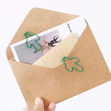 Large Paper Clips 30pcs Cute Cactus Shaped Paper Clip Bookmark Office School Stationery Supplies Marking Clips