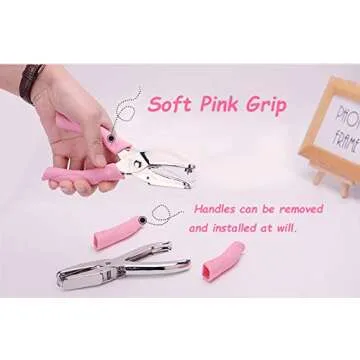 1 Pack 6.3 Inch Length 1/4 Inch Diameter of Heart Shape Hole Handheld Single Paper Hole Punch, Puncher with Pink Soft Thick Leather Cover(Heart 1/4 inch)
