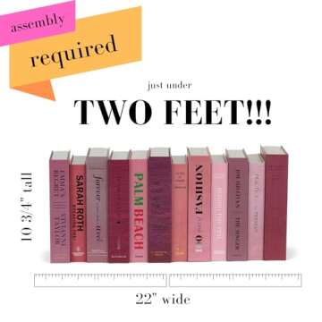 colorbloc 12 Decorative Faux Books, Fake Books for Bookshelf Decor, Fashion Coffee Table Books, Pink...