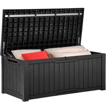 YITAHOME 120 Gallon Outdoor Storage Deck Box, Large Resin Patio Storage for Outdoor Pillows, Garden ...