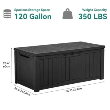 YITAHOME 120 Gallon Outdoor Storage Deck Box for Garden