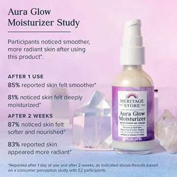 HERITAGE STORE Aura Glow Face Moisturizer for Dry Combination Skin - Gel Facial Moisturizer Brightens, Firms Skins Appearance, Adds Radiance w/Bakuchiol, Clear Quartz, Vegan, 60-Day Guarantee, 1.9oz