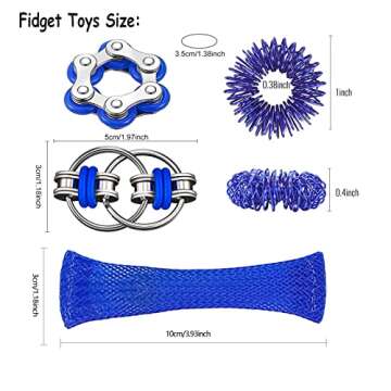 8 Pcs Sensory Fidget Toys Pack Flippy Roller Bike Chain Fidget Spinner Anxiety and Stress Relief Sil...