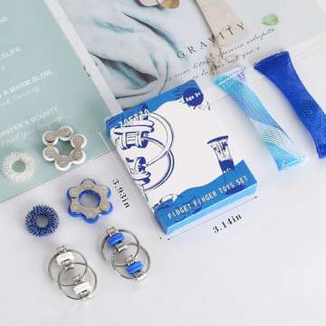 8 Pcs Sensory Fidget Toys Pack Flippy Roller Bike Chain Fidget Spinner Anxiety and Stress Relief Silent Tools Mesh Marble Acupressure Ring for Adults Teens Kids Boys Girls Easter Gifts