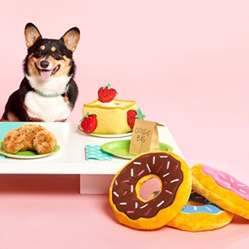 ZippyPaws - Jumbo Donutz - Strawberry - Interactive Pet Donut Toys for Dogs with Embroidered Sprinkles, Soft, No Stuffing, Durable Large Breed Dog & Puppy Toys with Squeaker