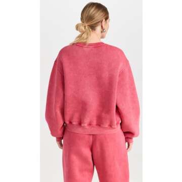Alexander Wang Women's Essential Terry Crew Sweatshirt with Puff Paint Logo, Soft Cherry, Red, M