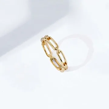Elegant Gold Plated Chain Link Band Ring - Size 7