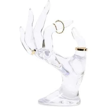 Juvale Clear Hand Shaped Transparent Ring Holder Stand for Jewelry Display, Ring Display, and Jewelr...