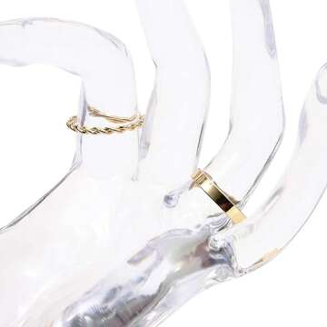 Juvale Clear Hand Shaped Transparent Ring Holder Stand for Jewelry Display, Ring Display, and Jewelry Holder - 6.3 Inches