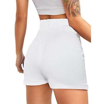 Floerns Women's Casual Split Hem High Waist Denim Skorts Skirt Shorts White S