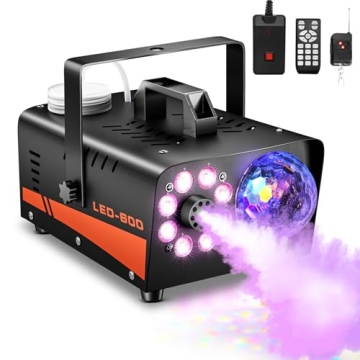 Dashsafe Smoke Machine, Fog Machine with Disco Ball Lights, 600W and 3000CFM with 13 Colorful LED Li...