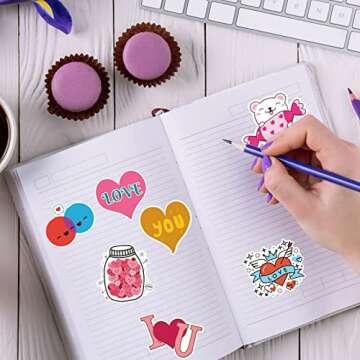 100PCS Valentine's Day Stickers, Non-Repeating Vinyl Waterproof Romantic Stickers for Laptops, Gifts, Water Bottles, Scooters, and Valentine's Day Wall, Window Decorations