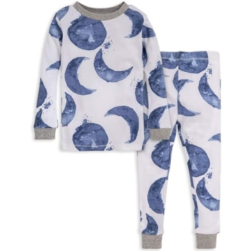 Burt's Bees Baby Boy's Organic Cotton PJ Set, Hello Moon, 6Y