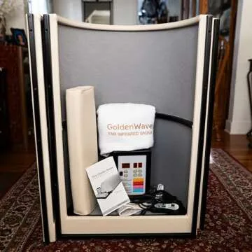 Golden Wave Meta Chamber Infrared Sauna Dome | Personal Portable FAR Home Spa Hot Carbon and Ceramic Dry Heat | 1340W/110V Power | One Person Tub Capsule with Pillow and Heater Pad