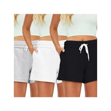 AUTMET Women's Comfy Sweat Shorts 3-Pack for Summer