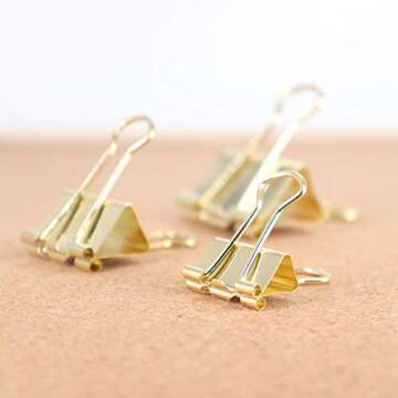 Gold Binder Clips Paper Clamps, Assorted Sizes Set (Small, Medium, Large) for Office School and Home Supplies