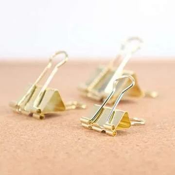 Gold Binder Clips Paper Clamps, Assorted Sizes Set (Small, Medium, Large) for Office School and Home Supplies