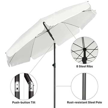 Elegant AMMSUN 6.5 ft Patio Umbrella with Tilt and Steel Pole, UPF50+ Protection for Outdoor Bliss
