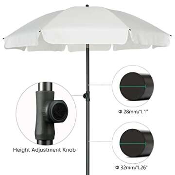 AMMSUN 6.5 ft Patio Umbrella with UPF50+ Sun Protection